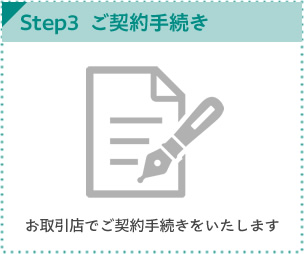 ご契約手続き お取引店でご契約手続きをいたします。